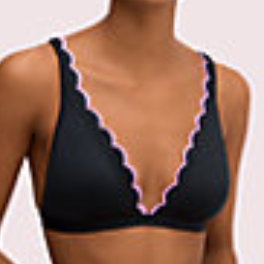 Kate Spade Black and Purple Scalloped Bikini top Cruise 2020